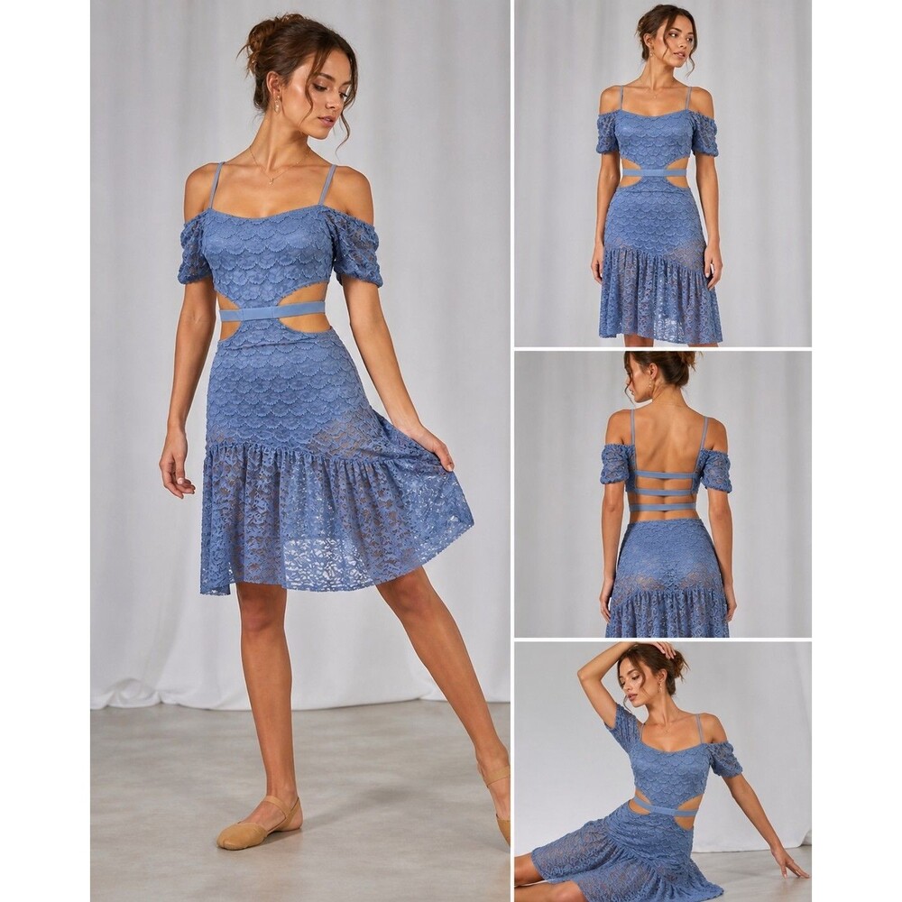 Reverence Dance Costume Blue Lace Lyrical Contemporary Leotard PXS USA